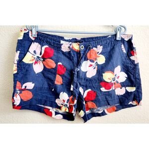 Gap Blue Multicolor Floral Linen Shorts 16 Lightweight Button & Zip Closure Soft